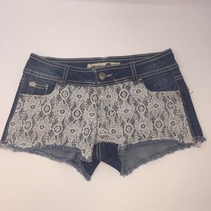 1st Kiss Lace Jean Denim Shorts  Juniors Size 1